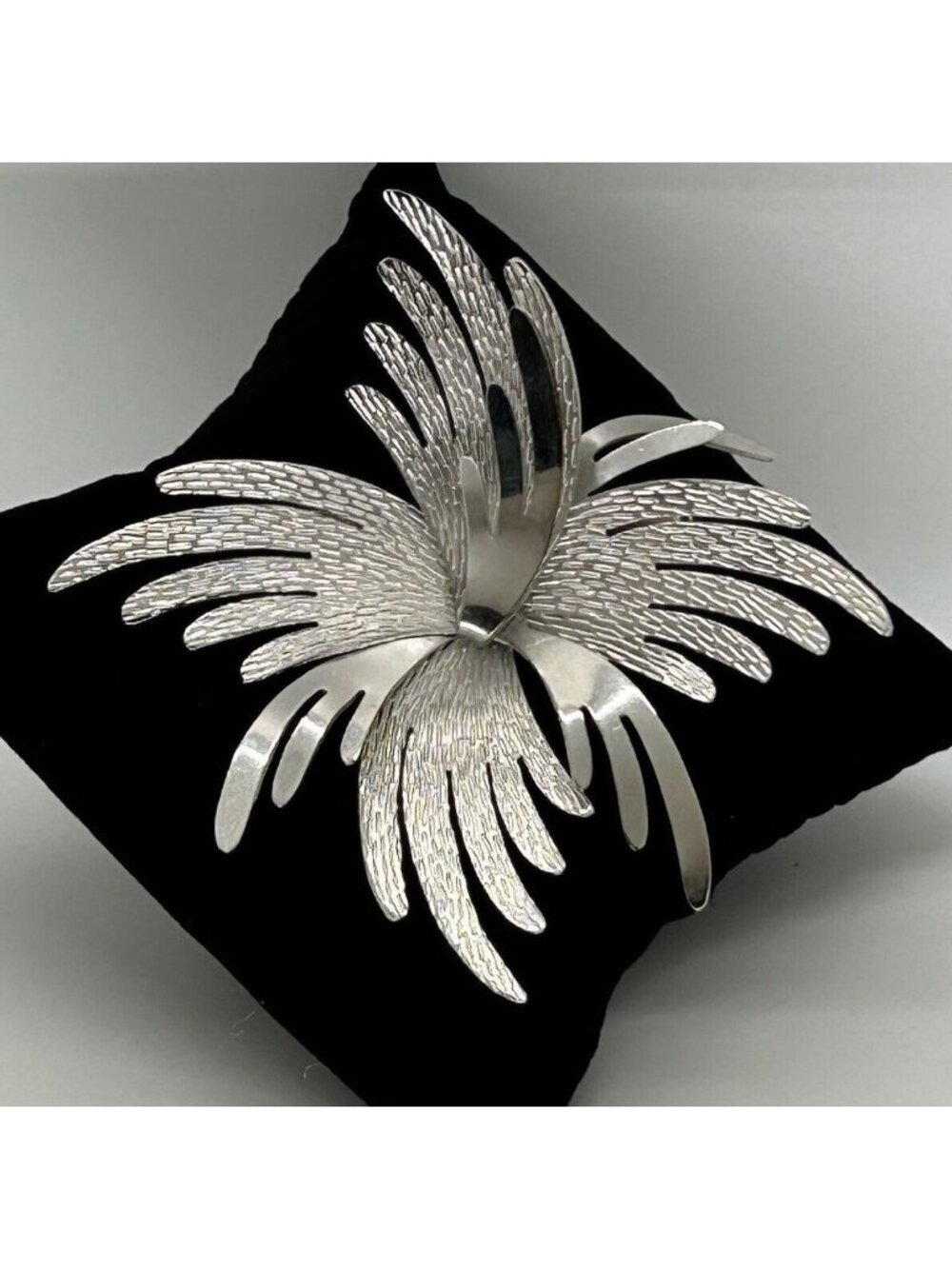 Vintage Coro Brooch Silver-Tone Abstract Starburst Pin Mid-Century Sculptural